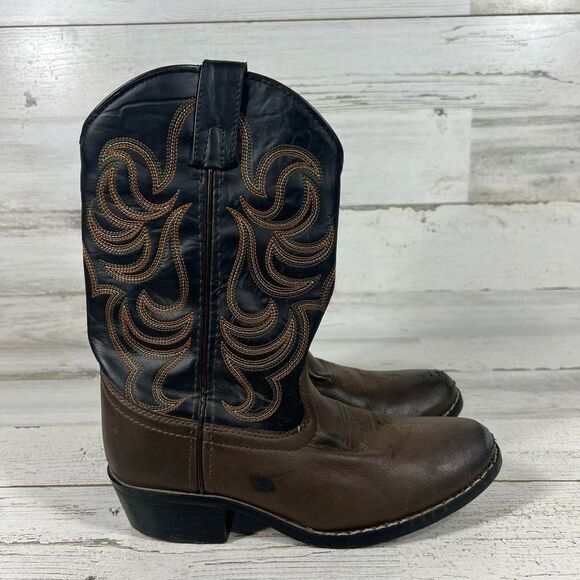 Smoky Mountain Monterey Series Youth Western Boot Kids Brown‎ Black Size 4 - Picture 1 of 8